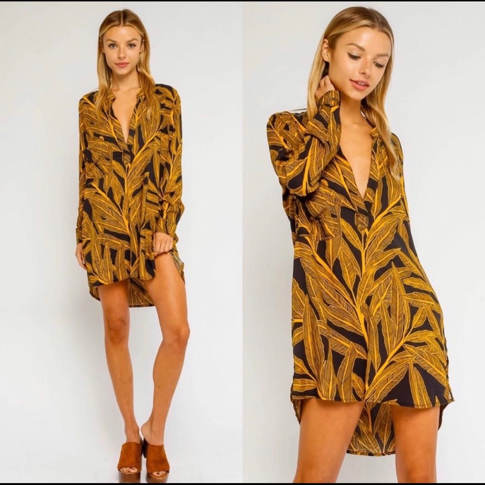 Golden Palm Tunic Dress